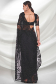 Net Light Weight Embroidered Black Partywear Saree