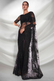 Net Light Weight Embroidered Black Saree