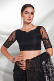 Net Light Weight Embroidered Black Saree
