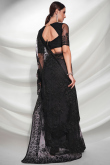 Net Light Weight Embroidered Black Saree