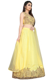 Net Light Yellow Sequins Embroidered A Line Lehenga 
