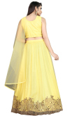 Net Light Yellow Sequins Embroidered A Line Lehenga 