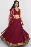 Net Maroon Indian Lehenga With Lace