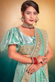 Net Mint Blue Lace Embroidered Light Weight Saree