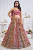 Net Multi Color Resham Embroidered Panelled Style Lehenga