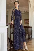 Net Navy Blue Wedding Anarkali Suit With Sequins Work
