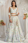 Net Off White Embroidered Panelled Style Lehenga