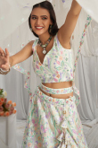 Net Off White Embroidered Panelled Style Lehenga