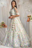 Net Off White Embroidered Panelled Style Lehenga