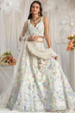 Net Off White Embroidered Panelled Style Lehenga
