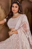Net Pale Pink Panelled Style Sequins Embroidered Lehenga