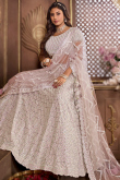 Net Pale Pink Panelled Style Sequins Embroidered Lehenga