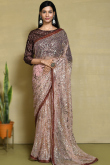 Net Pale Pink Sequins Embroidered Light Weight Saree
