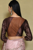 Net Pale Pink Sequins Embroidered Light Weight Saree