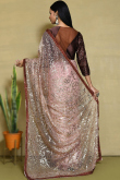 Net Pale Pink Sequins Embroidered Light Weight Saree