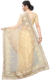 Net Party Wear Saree In Cream Color