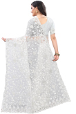Net Party Wear Saree In Light Grey Color