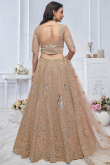 Net Peach Resham Embroidered Panelled Style Lehenga 