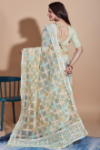 Net Pear Green Resham Embroidered Light Weight Saree