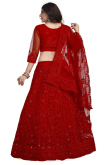 Net Red Stone Embellished Panelled Style Lehenga