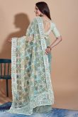 Net Resham Embroidered Mint Green Light Weight Saree