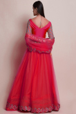 Net Ruby Red Lehenga with Embroidered Lace work