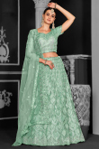 Net Seafoam Green Sequins Embroidered Panelled Lehenga