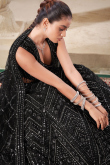 Net Sequins Embroidered Black Panelled Style Lehenga