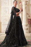 Net Sequins Embroidered Black Panelled Style Lehenga