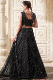 Net Sequins Embroidered Black Panelled Style Lehenga