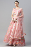 Net Sequins Embroidered Blush Pink A Line Lehenga