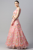 Net Sequins Embroidered Blush Pink A Line Lehenga
