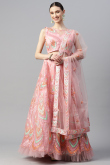 Net Sequins Embroidered Blush Pink A Line Lehenga