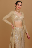 Net Sequins Light Beige Embroidered Jacket Style Lehenga