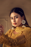 Net Trombone Yellow Dori Embroidered Panelled Style Lehenga 