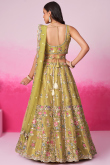 Net Trombone Yellow Embroidered Panelled Style Lehenga 