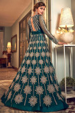 Net Wedding Anarkali Suit In Peacock Green Colour