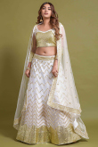 Net White Embroidered Lehenga