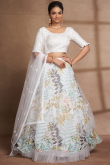 Net White Sequins Embroidered Flared Lehenga 
