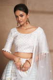 Net White Sequins Embroidered Flared Lehenga 