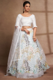 Net White Sequins Embroidered Flared Lehenga 