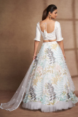 Net White Sequins Embroidered Flared Lehenga 