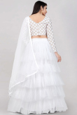 Net White Zari Embroidered Layered Style Lehenga 