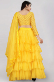 Net Yellow Zari Embroidered Layered Style Lehenga Choli