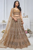 Net Zari Embroidered Multi Color Panelled Style Lehenga 