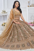 Net Zari Embroidered Multi Color Panelled Style Lehenga 