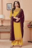 Georgette Palazzo Pant Suit In Goldenrod Yellow Color