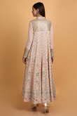 Light Peach Georgette Anarkali Style Embroidered Trouser Suit for Wedding & Party