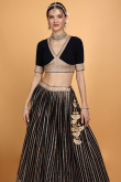 Embroidered Georgette Black Flared Lehenga for Wedding & Party