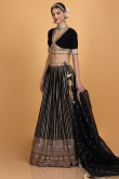 Embroidered Georgette Black Flared Lehenga for Wedding & Party